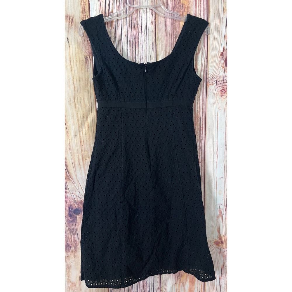 Ann Taylor Black Cotton Blend  Eyelet Empire Waist A-Line Dress Women's Size 6